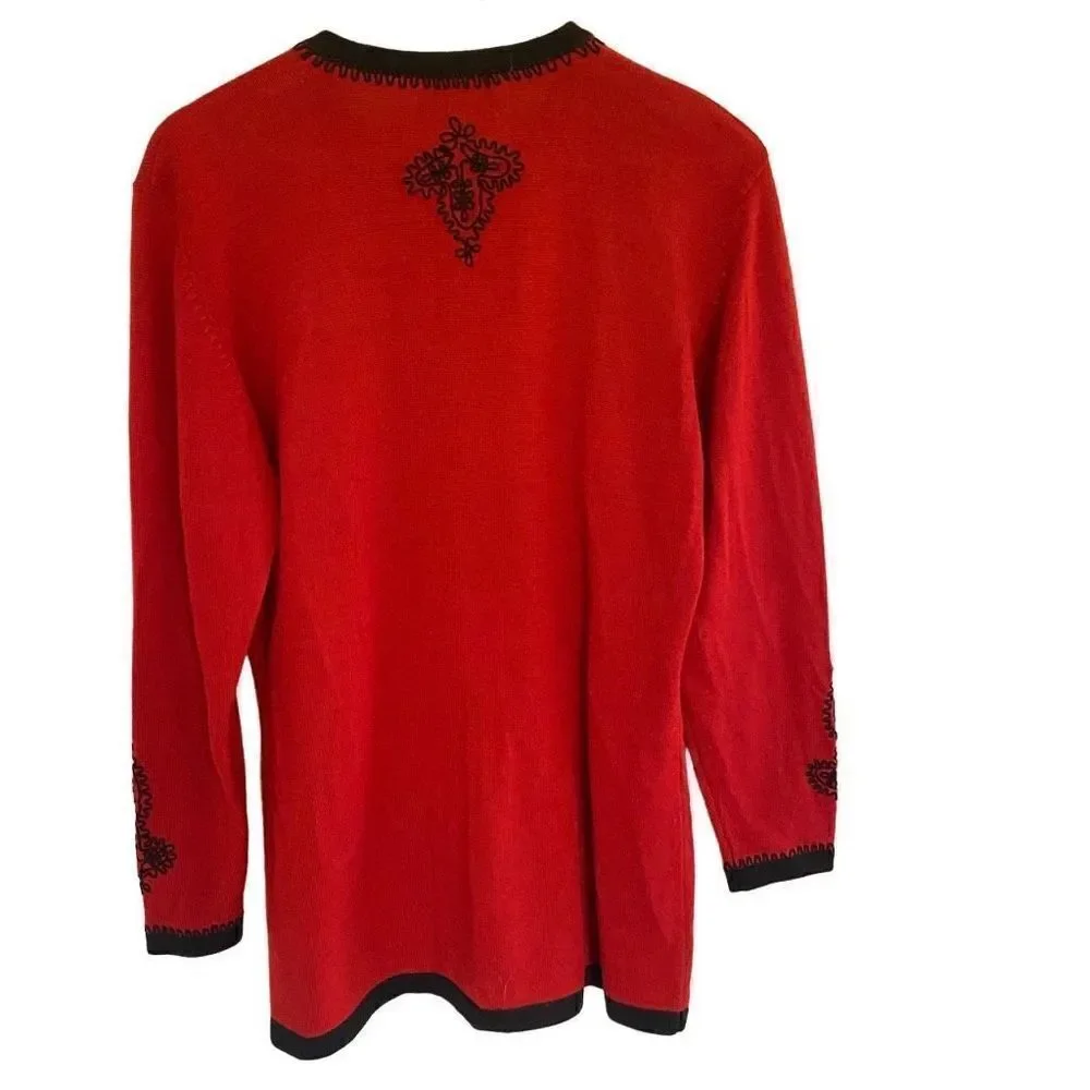 Vintage Susan Bristol size 8 Made in Hong Kong 1995 Red long sleeve wool blend h